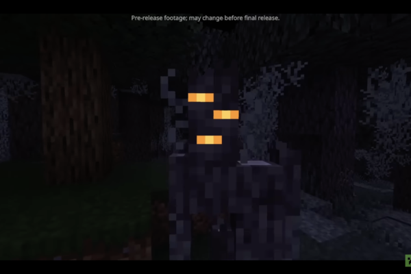 A close up shot of the Creaking from the Minecraft Monthly video.